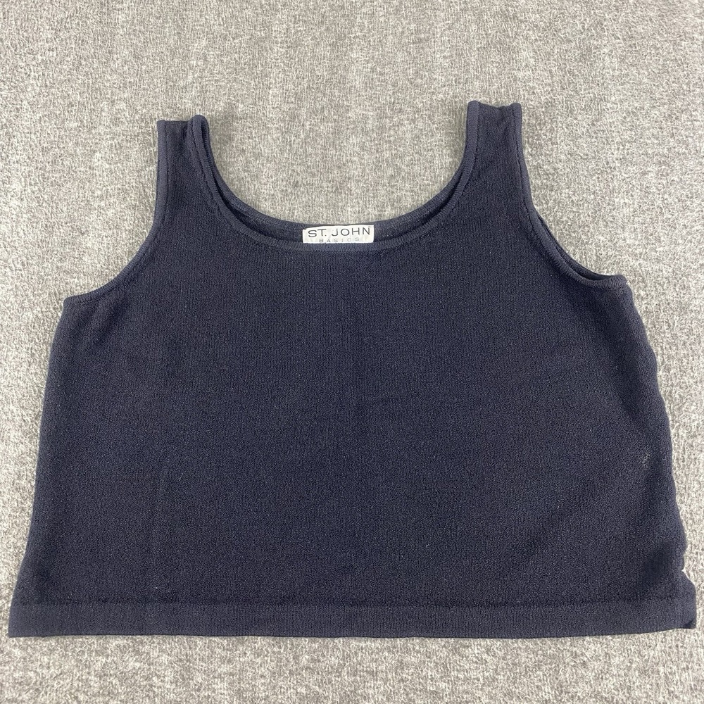 St John Basics Womens L Black Knit Tank Top Shell Made in USA Vintage
